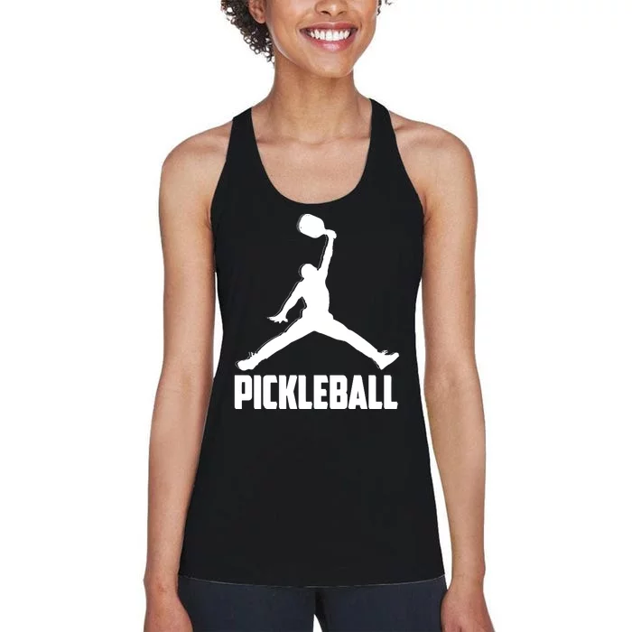 Black And White Pickleball Sports Logo Women's Racerback Tank