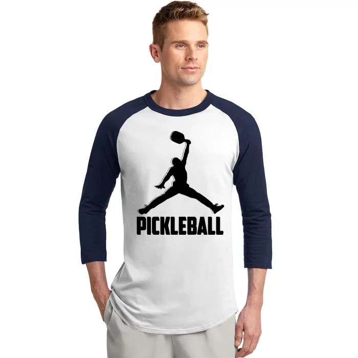 Black And White Pickleball Sports Logo Baseball Sleeve Shirt