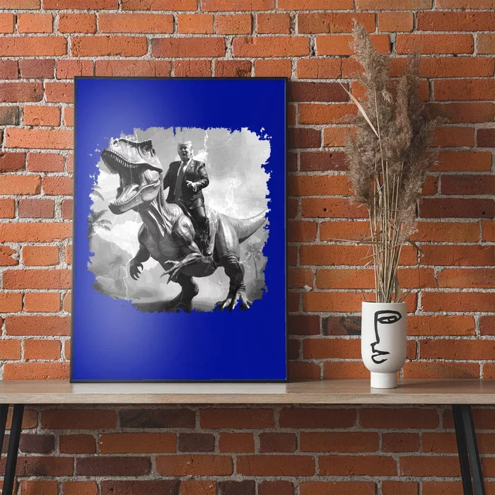 Black And White Vintage Donald Trump Riding T Rex Faded Usa Gift Poster