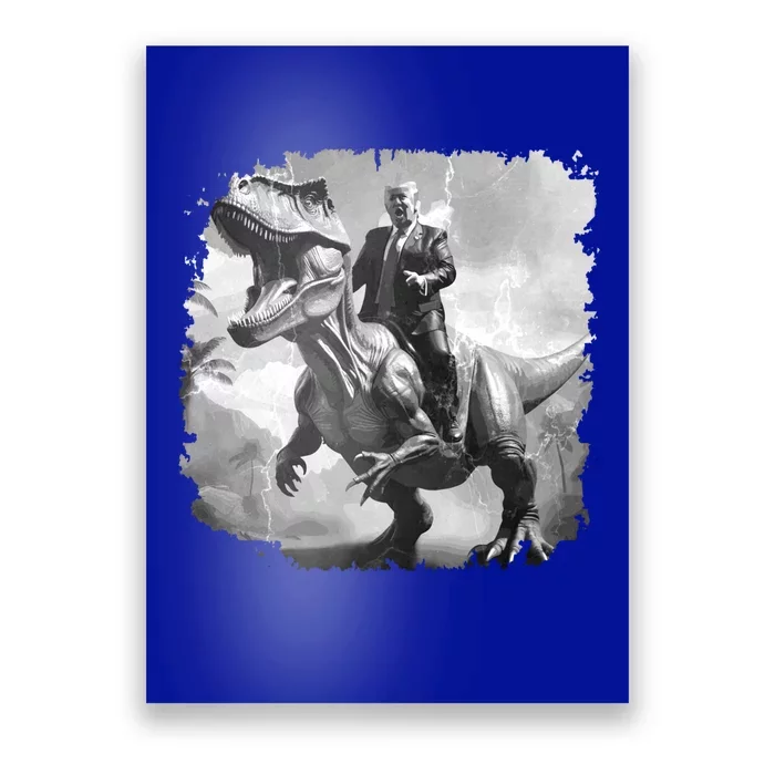 Black And White Vintage Donald Trump Riding T Rex Faded Usa Gift Poster