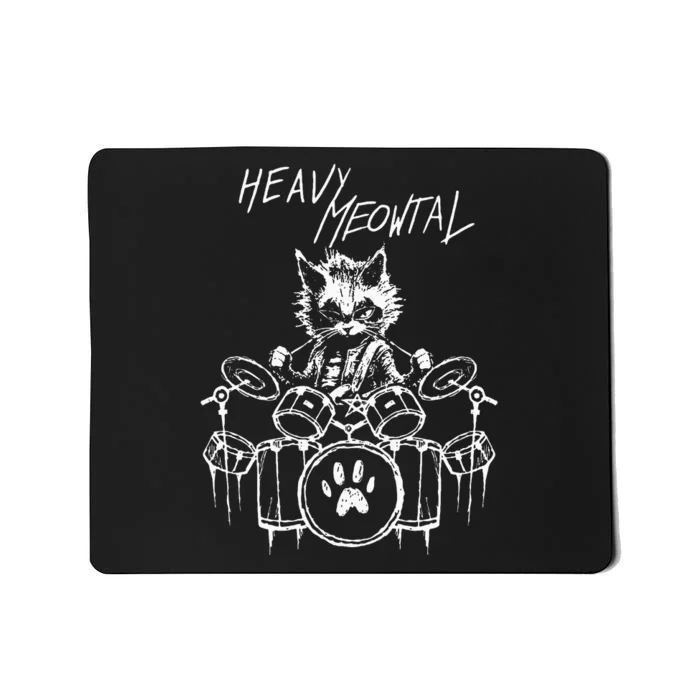 Black And White Heavy Meowtal Music Bands Outfit Cats Animal Mousepad