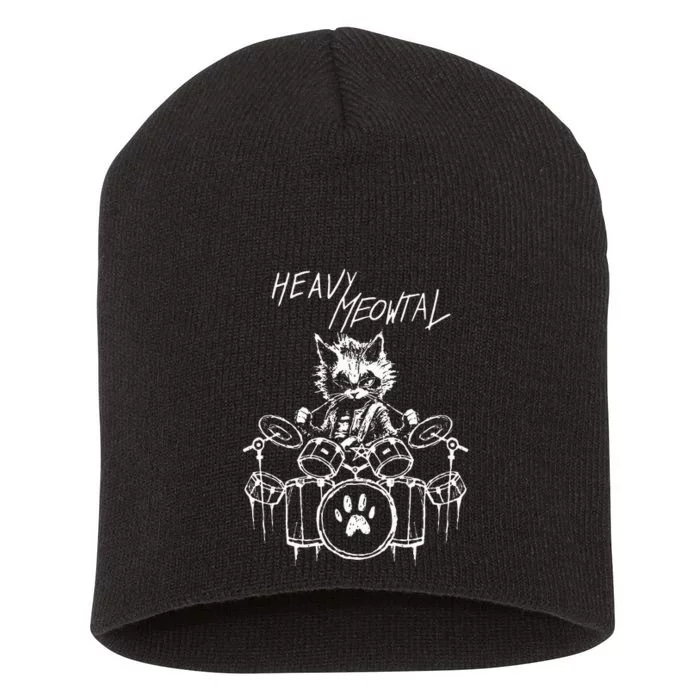 Black And White Heavy Meowtal Music Bands Outfit Cats Animal Short Acrylic Beanie