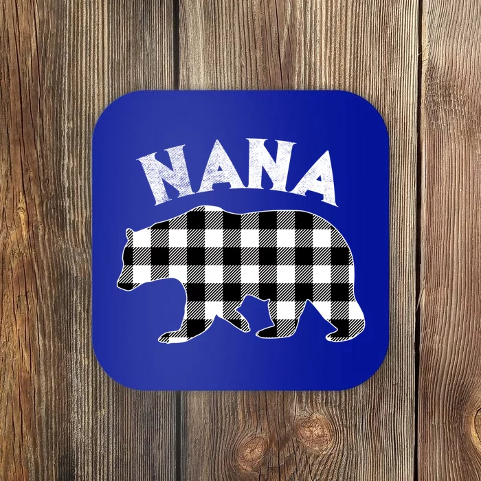 Black And White Buffalo Plaid Nana Bear Christmas Pajama Gift Coaster