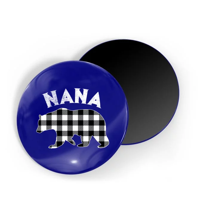 Black And White Buffalo Plaid Nana Bear Christmas Pajama Gift Magnet