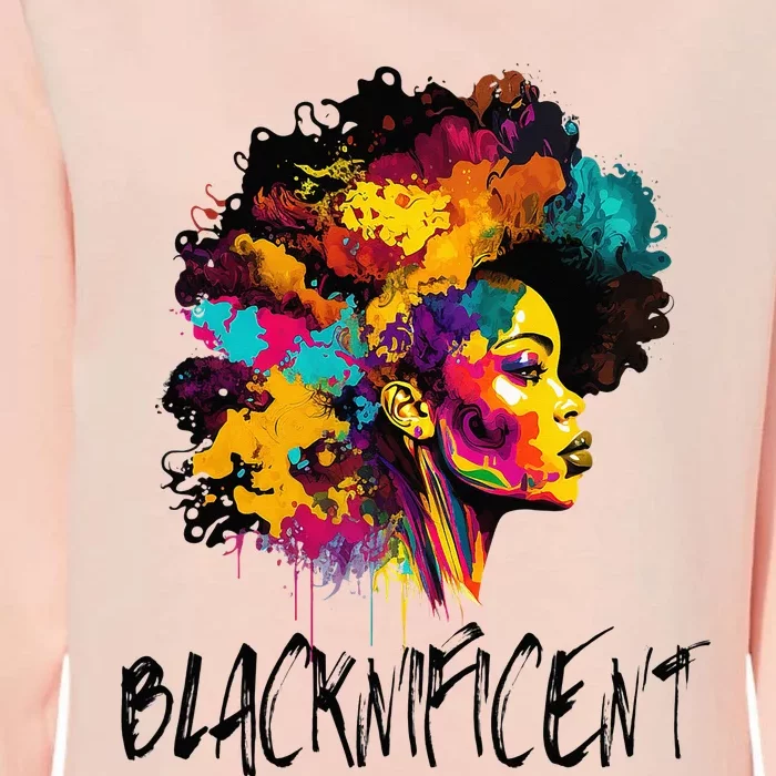 Blacknificent Afro Woman African American Melanin BLM Gift Womens California Wash Sweatshirt