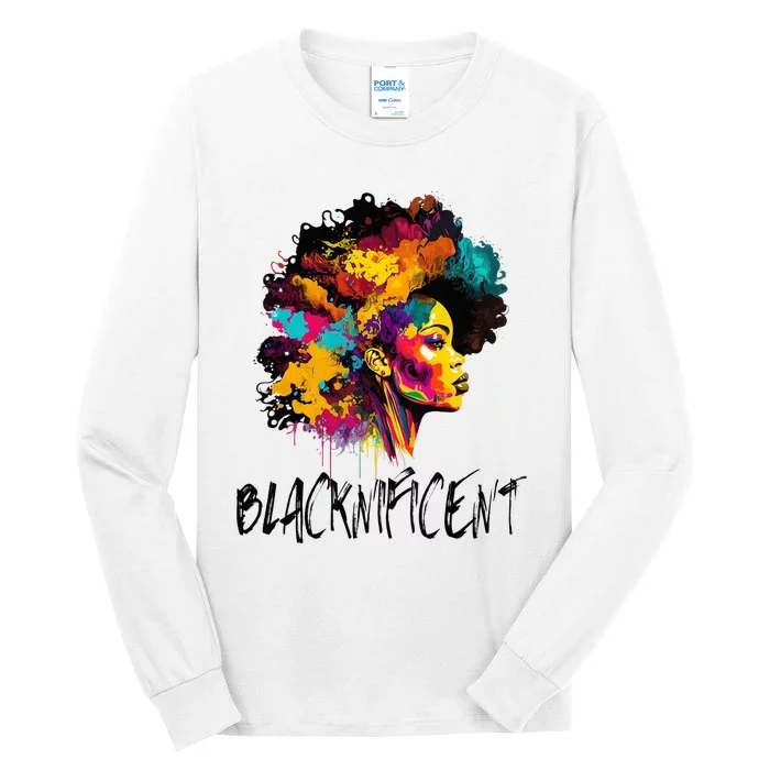 Blacknificent Afro Woman African American Melanin BLM Gift Tall Long Sleeve T-Shirt