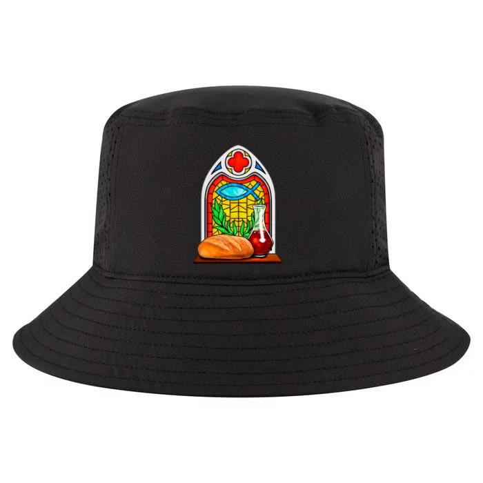 Bread And Wine Christian Stained Glass Catholic Cool Comfort Performance Bucket Hat