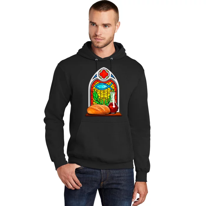 Bread And Wine Christian Stained Glass Catholic Hoodie