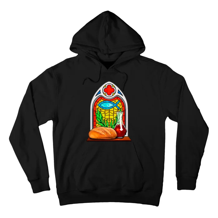 Bread And Wine Christian Stained Glass Catholic Hoodie