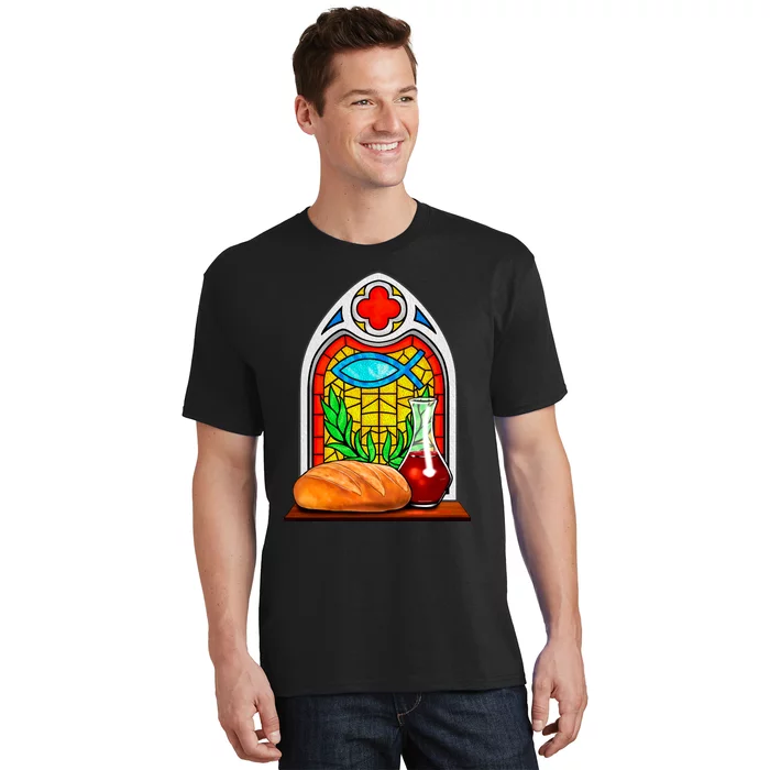 Bread And Wine Christian Stained Glass Catholic T-Shirt