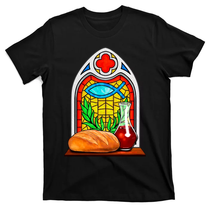 Bread And Wine Christian Stained Glass Catholic T-Shirt