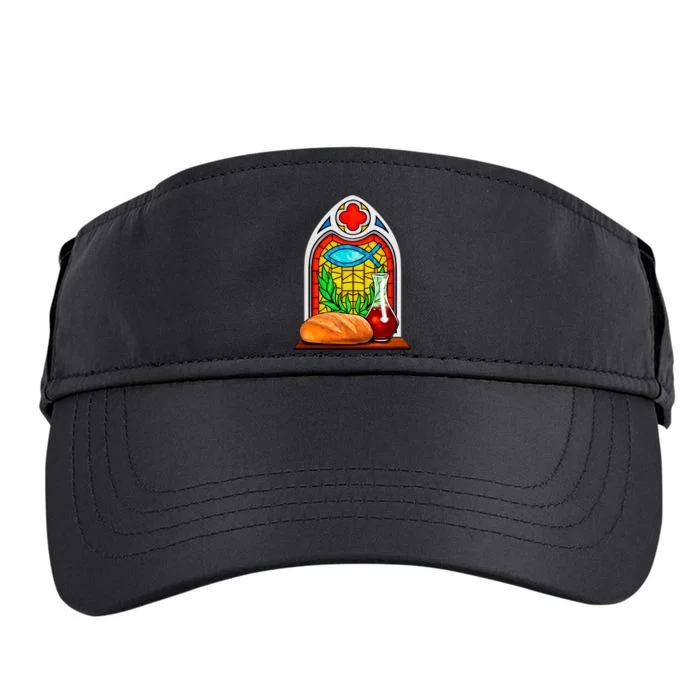 Bread And Wine Christian Stained Glass Catholic Adult Drive Performance Visor