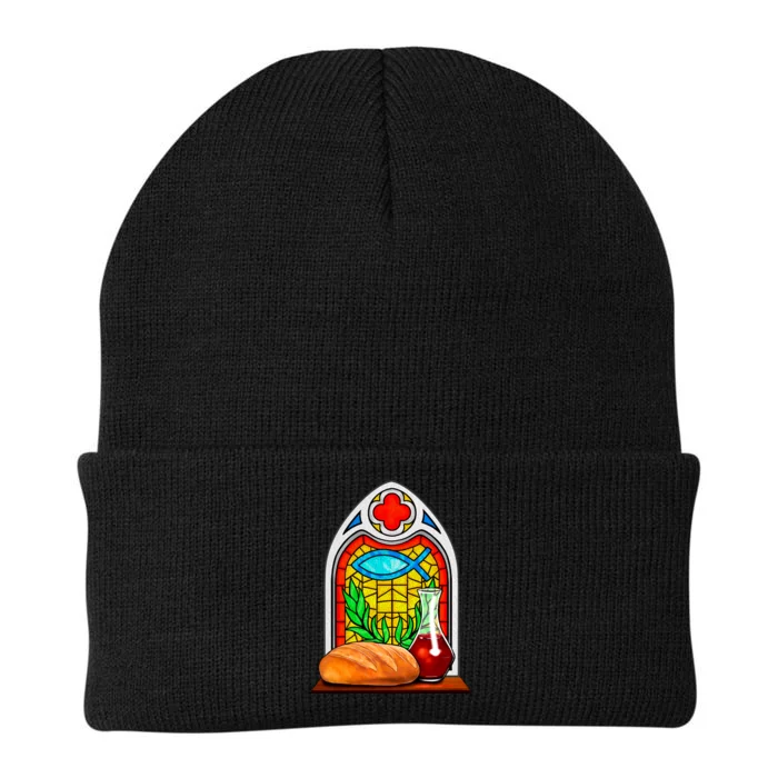 Bread And Wine Christian Stained Glass Catholic Knit Cap Winter Beanie