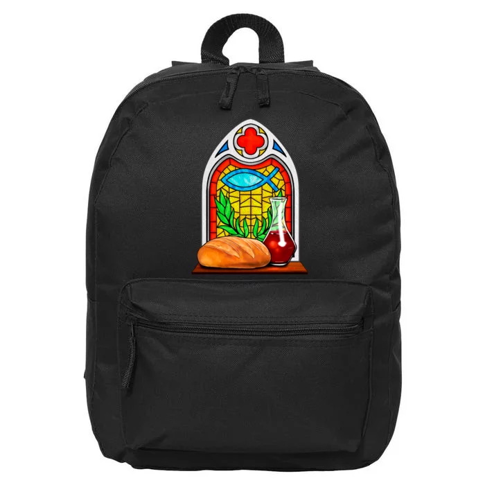 Bread And Wine Christian Stained Glass Catholic 16 in Basic Backpack