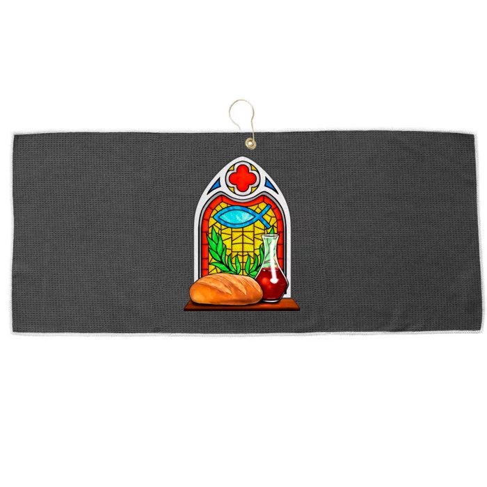 Bread And Wine Christian Stained Glass Catholic Large Microfiber Waffle Golf Towel