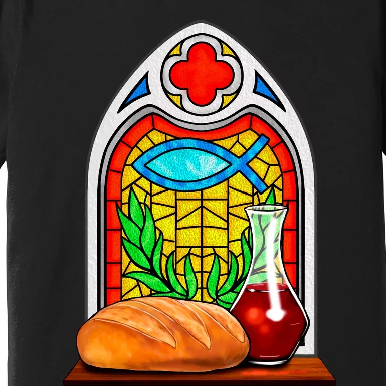 Bread And Wine Christian Stained Glass Catholic Premium T-Shirt