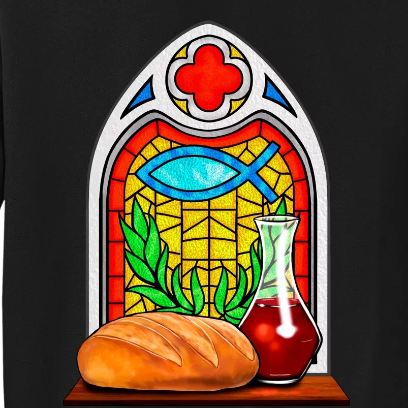 Bread And Wine Christian Stained Glass Catholic Tall Sweatshirt