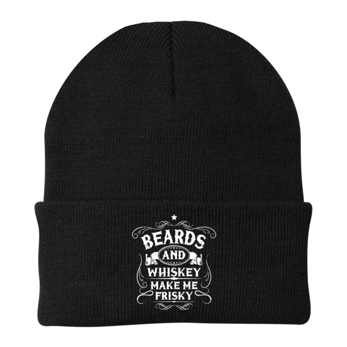 Beards And Whiskey Make Me Frisky Funny Gift Knit Cap Winter Beanie