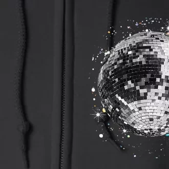 Black And White Disco Ball Club Retro Full Zip Hoodie