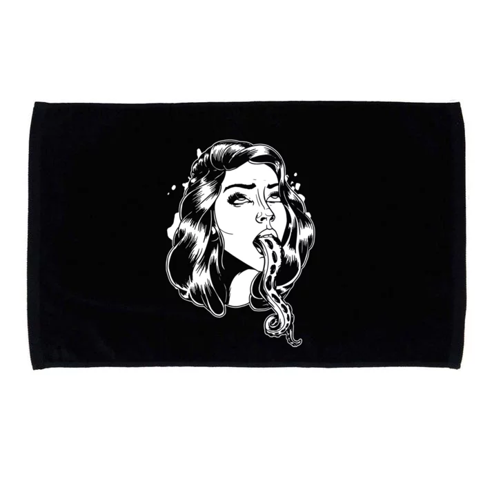 Black And White Tentacle Girl Octopus Microfiber Hand Towel