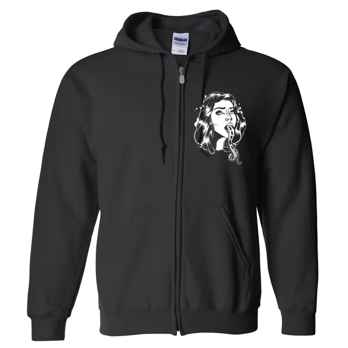 Black And White Tentacle Girl Octopus Full Zip Hoodie