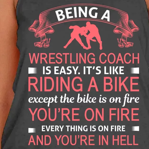 Being A Wrestling Coach Is Easy It's Like Riding A Bike Women's Knotted Racerback Tank