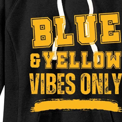 Blue And Yellow Game Day High School Football Women's Fleece Hoodie