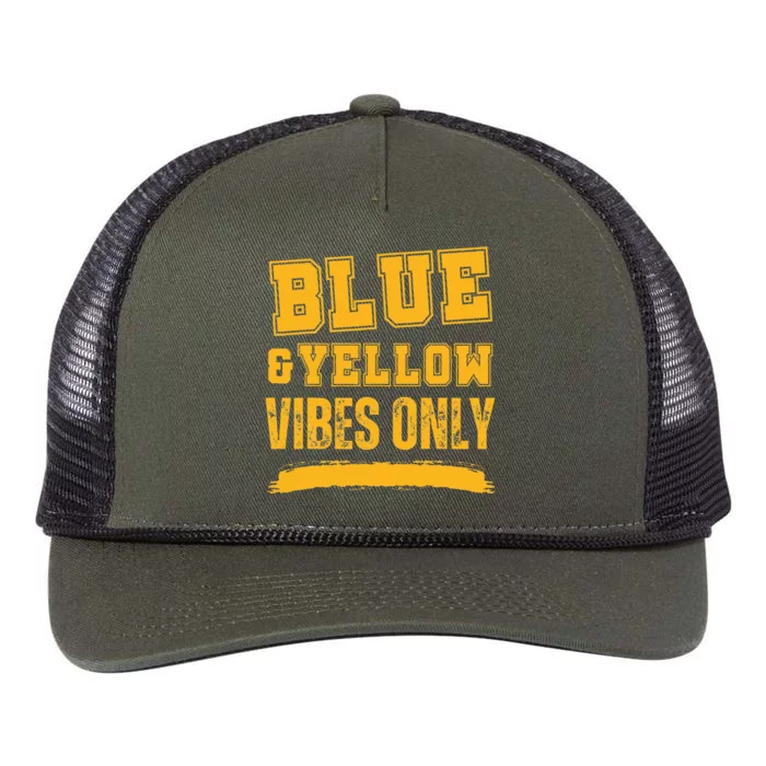 Blue And Yellow Game Day High School Football Retro Rope Trucker Hat Cap