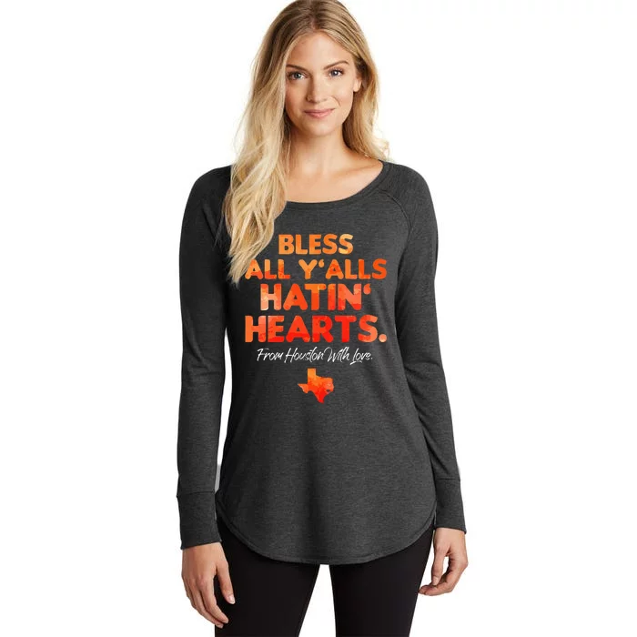 Bless All Y'alls Hatin' Hearts Houston With Love Women's Perfect Tri Tunic Long Sleeve Shirt