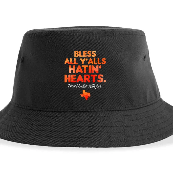 Bless All Y'alls Hatin' Hearts Houston With Love baseball Sustainable Bucket Hat