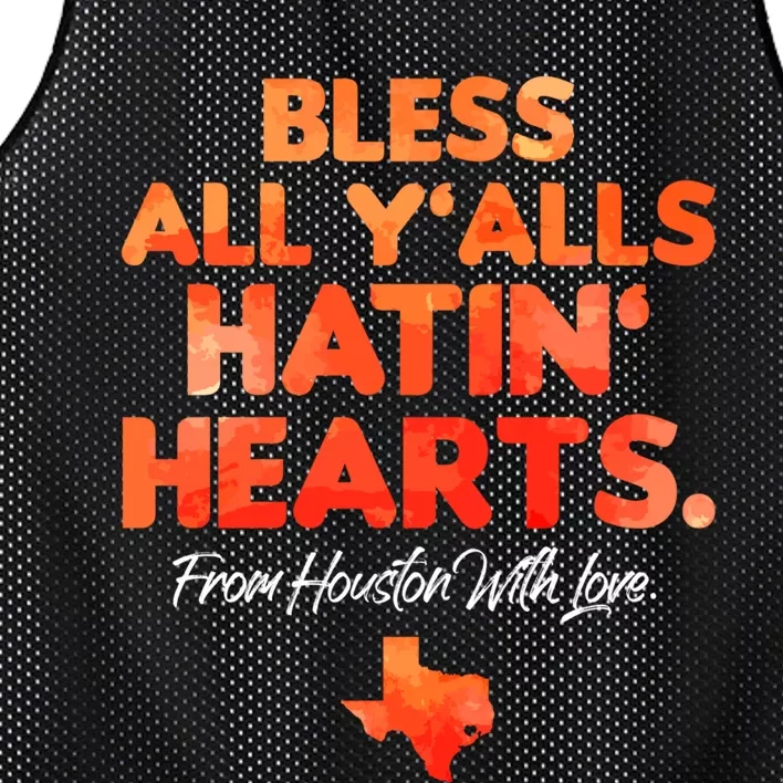 Bless All Y'alls Hatin' Hearts Houston With Love Mesh Reversible Basketball Jersey Tank