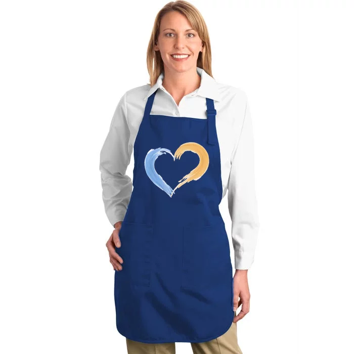 Blue And Yellow Heart Gift Full-Length Apron With Pocket