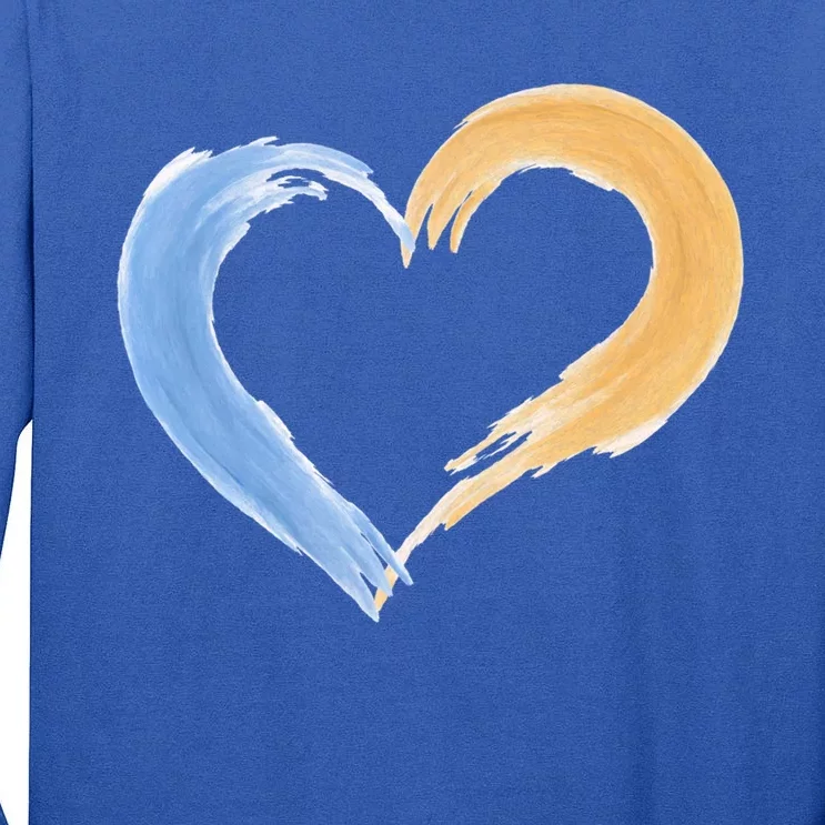 Blue And Yellow Heart Gift Tall Long Sleeve T-Shirt