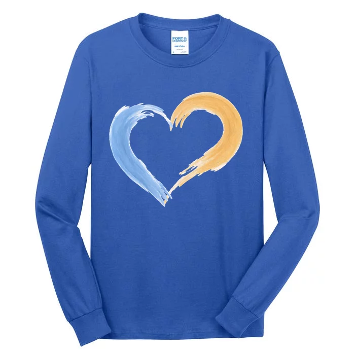 Blue And Yellow Heart Gift Tall Long Sleeve T-Shirt