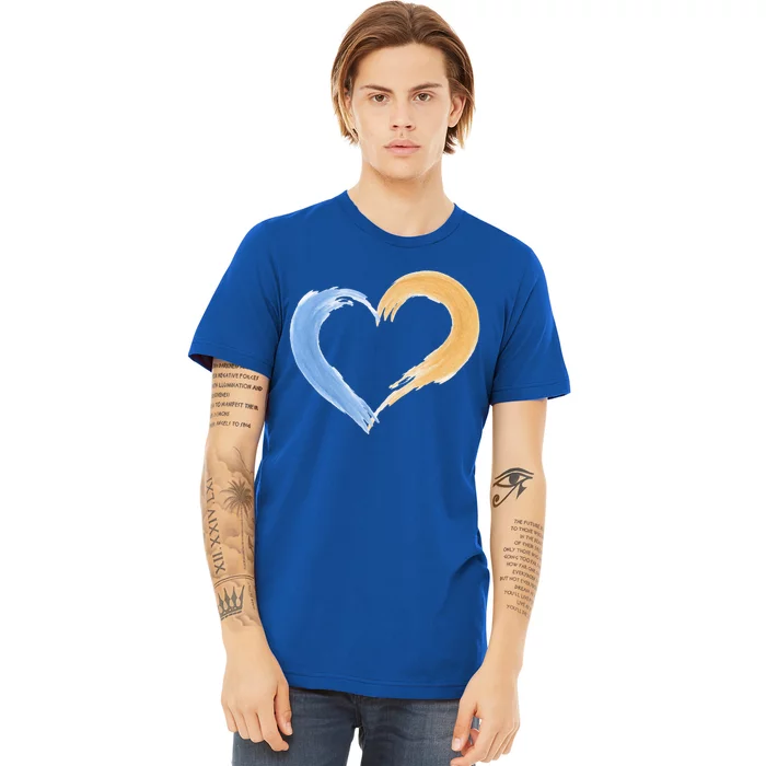 Blue And Yellow Heart Gift Premium T-Shirt