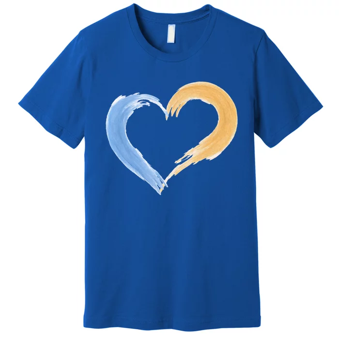 Blue And Yellow Heart Gift Premium T-Shirt