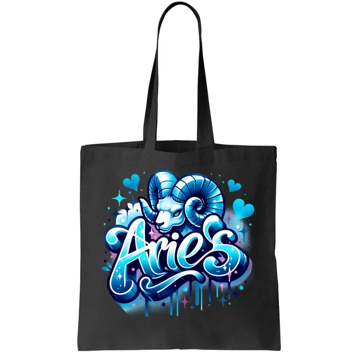 Blue Aries Zodiac Star Sign Tote Bag