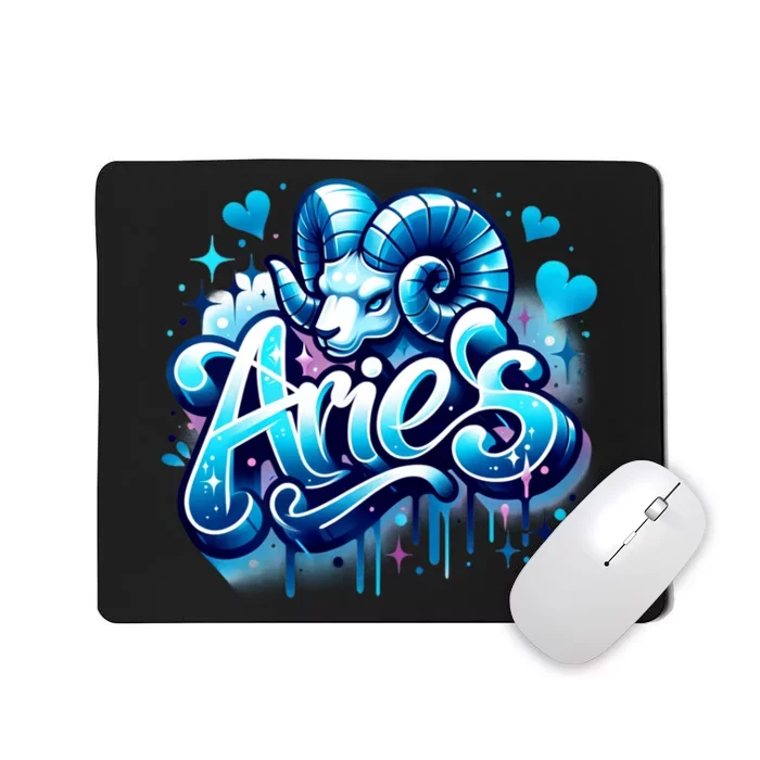 Blue Aries Zodiac Star Sign Mousepad