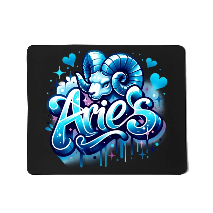 Blue Aries Zodiac Star Sign Mousepad