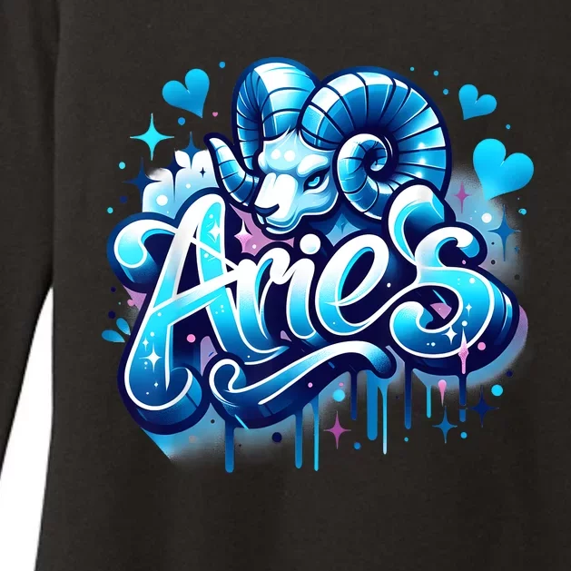 Blue Aries Zodiac Star Sign Womens CVC Long Sleeve Shirt