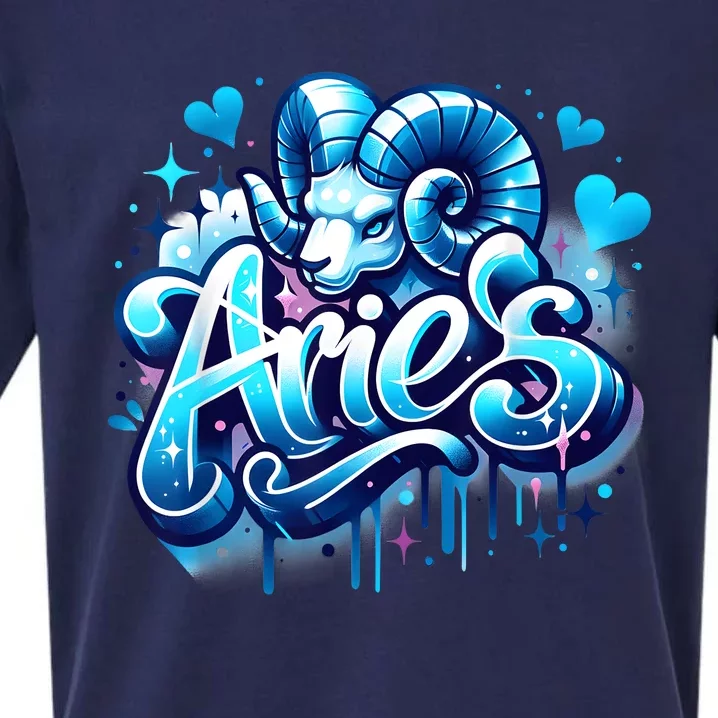 Blue Aries Zodiac Star Sign Sueded Cloud Jersey T-Shirt