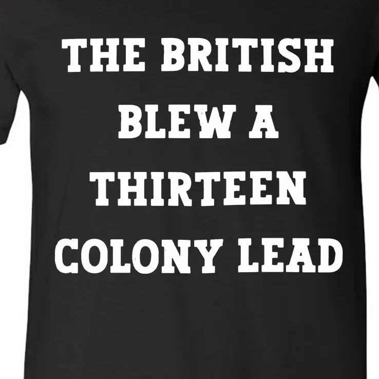 British Blew 13 Colony Lead American Patriot Baseball V-Neck T-Shirt