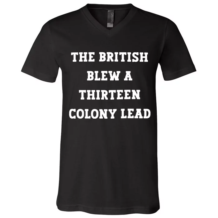 British Blew 13 Colony Lead American Patriot Baseball V-Neck T-Shirt