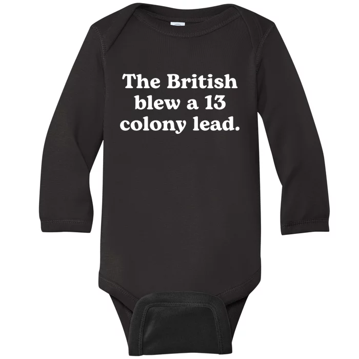 British Blew 13 Colony Lead American Patriot Baseball Baby Long Sleeve Bodysuit