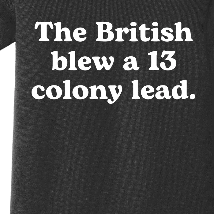 British Blew 13 Colony Lead American Patriot Baseball Baby Bodysuit