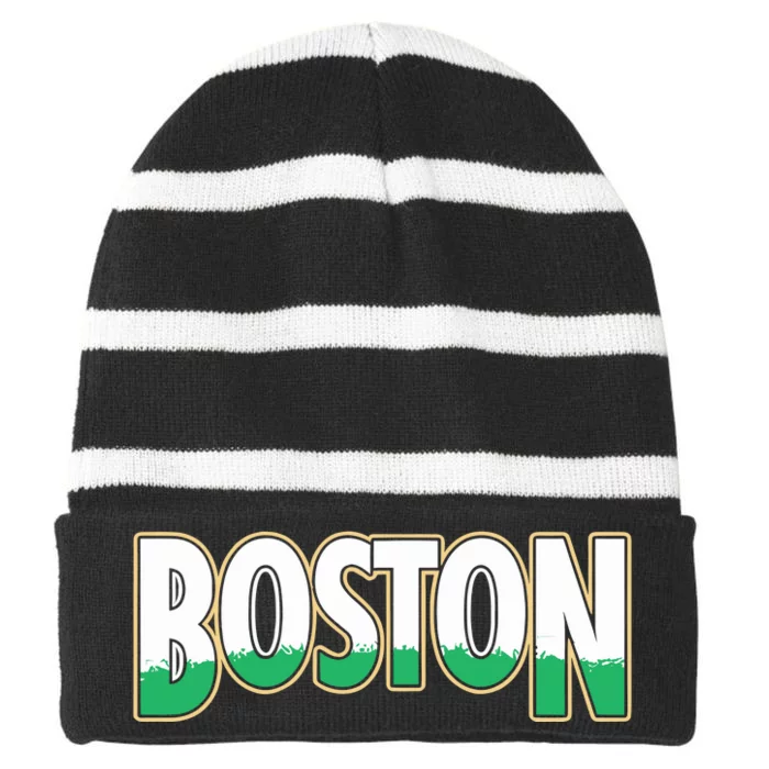 Boston Banners 18 Striped Beanie with Solid Band