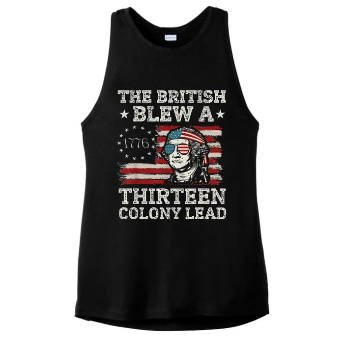 British Blew 13 Colony Lead 4th Of July Ladies Tri-Blend Wicking Tank