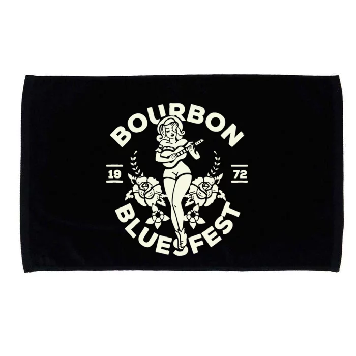 Bourbon Bluesfest 1972: Vintage Pinup Girl Playing Guitar Microfiber Hand Towel