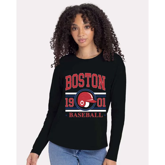 Boston Baseball 1901 Team Supporter Womens Cotton Relaxed Long Sleeve T-Shirt