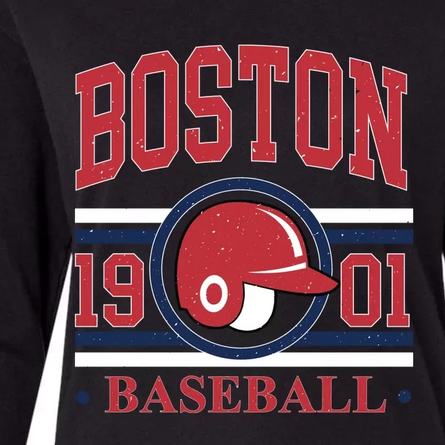 Boston Baseball 1901 Team Supporter Womens Cotton Relaxed Long Sleeve T-Shirt